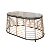 LOOM COFFEE TABLE ΦΥΣΙΚΟ ΜΑΥΡΟ 95x55x45cm