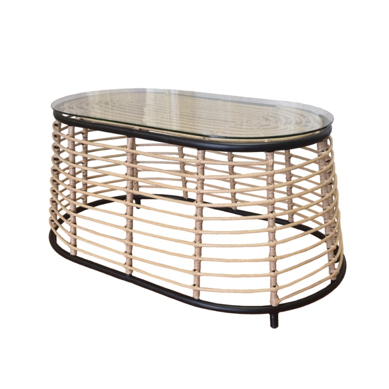 LOOM COFFEE TABLE ΦΥΣΙΚΟ ΜΑΥΡΟ 95x55x45cm