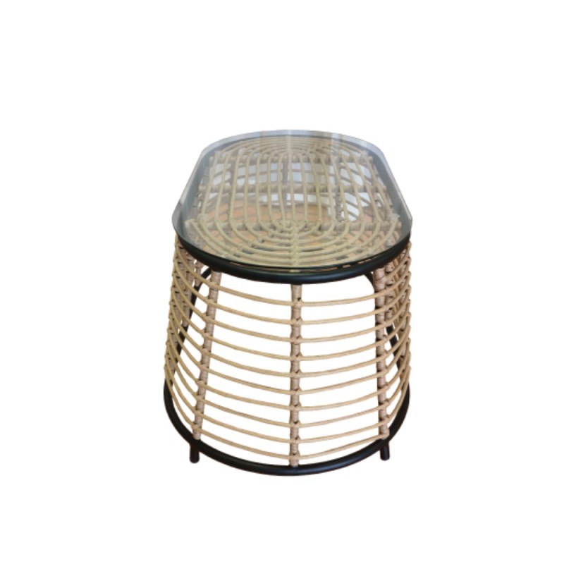 LOOM COFFEE TABLE ΦΥΣΙΚΟ ΜΑΥΡΟ 95x55x45cm