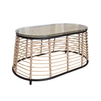 LOOM COFFEE TABLE ΦΥΣΙΚΟ ΜΑΥΡΟ 95x55x45cm