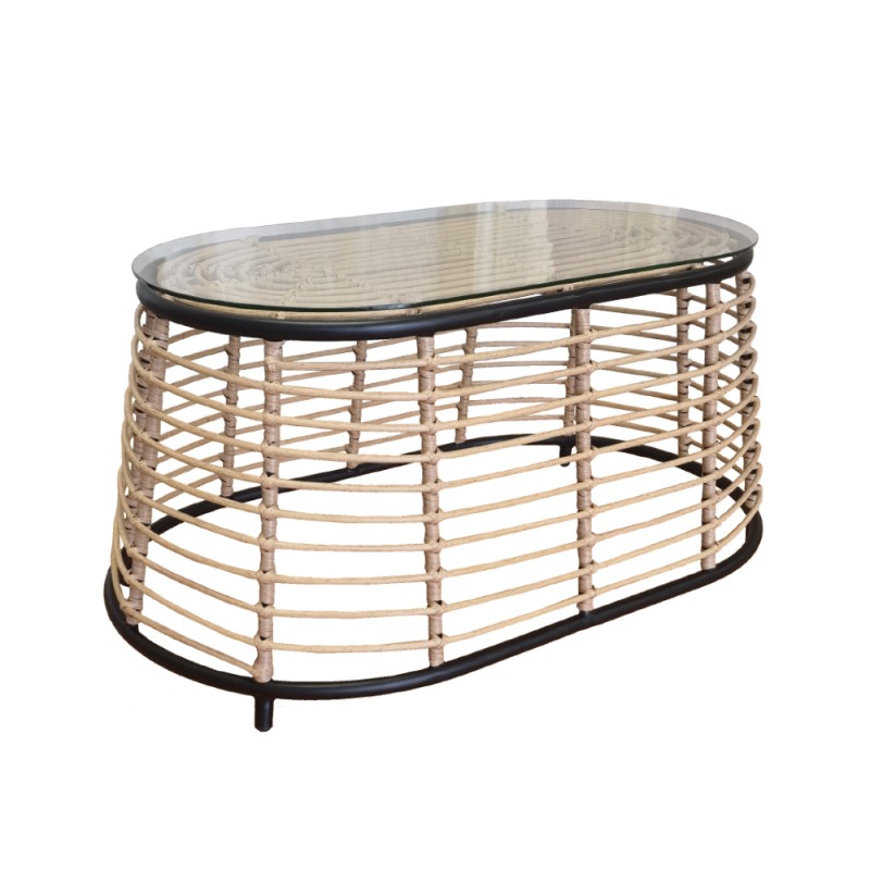 LOOM COFFEE TABLE ΦΥΣΙΚΟ ΜΑΥΡΟ 95x55x45cm