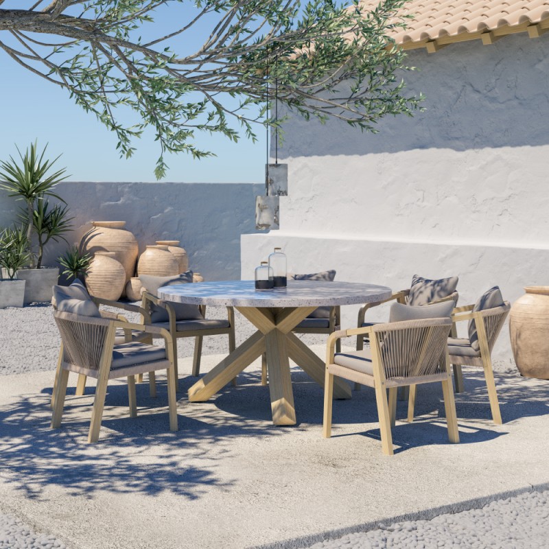 Σετ-2Τεμ.TERRAZZO ΚΑΡΕΚΛΑ ΜΑΞΙΛΑΡΙ BEIGE 56x66.5x75.5cm