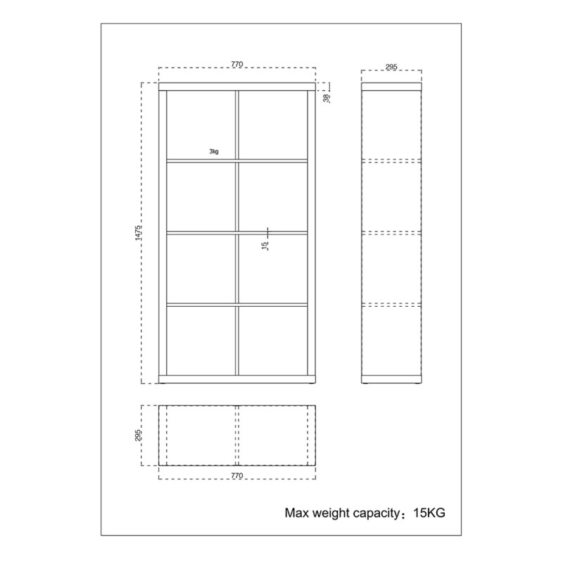 KIVOS 77 ΒΙΒΛΙΟΘΗΚΗ SONOMA 77x29.5x147.5cm