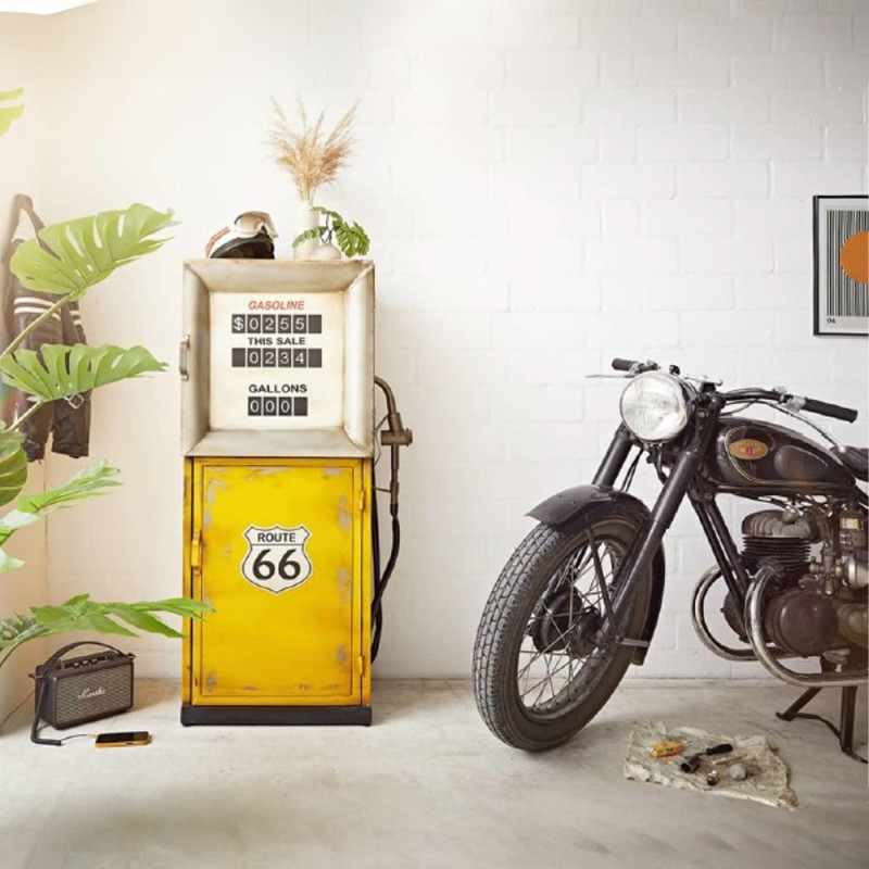 ROUTE 66 ΒΙΒΛΙΟΘΗΚΗ ΧΑΜΗΛΗ ΠΟΛΥΧΡΩΜΟ ΜΕ PATTERN 57x44x130cm