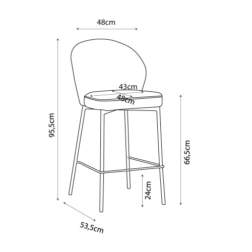 Σετ-2Τεμ.LUNE ΣΚΑΜΠΟ BAR ΛΕΥΚΟ 48x53.5x95.5cm