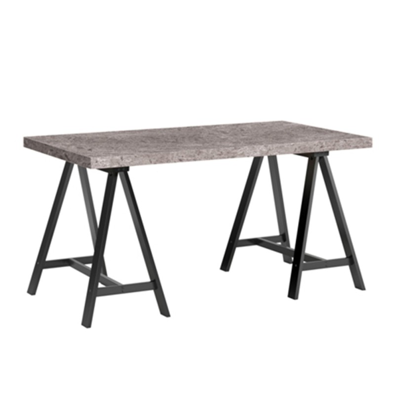 CAVALLETTO ΓΡΑΦΕΙΟ CEMENT ΜΑΥΡΟ 140x75x74cm