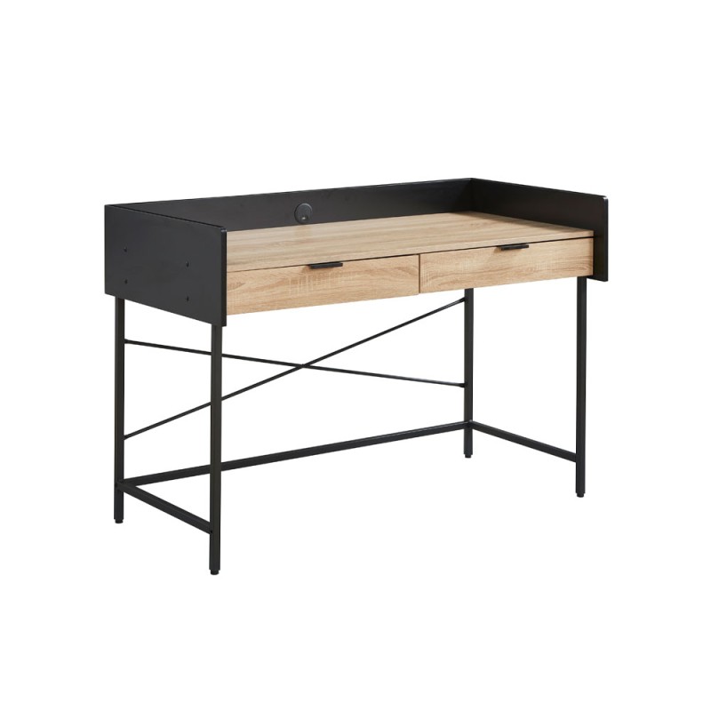 HOMI ΓΡΑΦΕΙΟ 2ΣΥΡΤΑΡΙΑ ΦΥΣΙΚΟ ΜΑΥΡΟ 123x60x86cm
