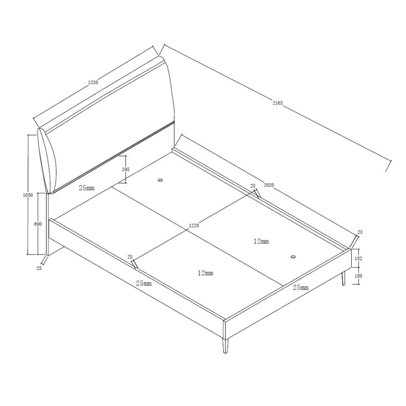 NEON ΚΡΕΒΑΤΙ (ΓΙΑ ΣΤΡΩΜΑ 120x200cm) ΓΚΡΙ ΦΥΣΙΚΟ 133x216.5x101cm
