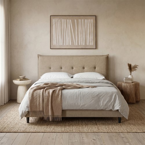 LIFE ΚΡΕΒΑΤΙ (ΓΙΑ ΣΤΡΩΜΑ 160x200cm) BEIGE 210x173x115cm