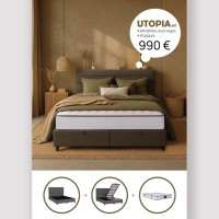 UTOPIA ΚΡΕΒΑΤΙ ΜΕ ΑΠΟΘΗΚ. ΧΩΡΟ ΚΑΙ ΣΤΡΩΜΑ ΓΚΡΙ 34-900 207x160x115cm