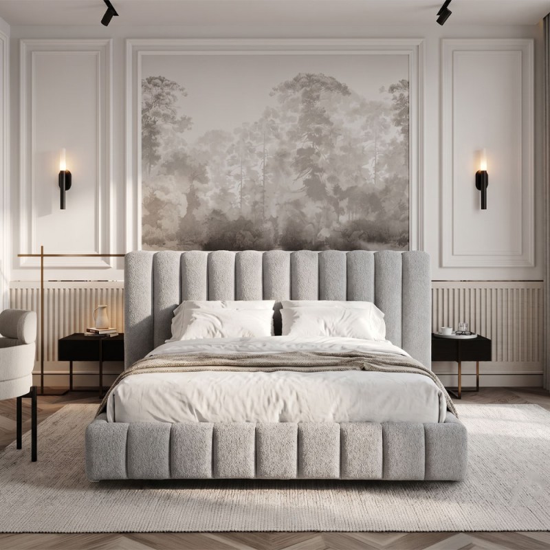 SAVAGIAR ΚΡΕΒΑΤΙ (ΓΙΑ ΣΤΡΩΜΑ 160x200cm) ΓΚΡΙ 210.5x220.5x109.7cm