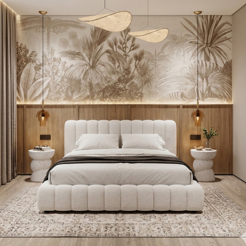 SAVAGIAR ΚΡΕΒΑΤΙ (ΓΙΑ ΣΤΡΩΜΑ 160x200cm) CREAM 210.5x220.5x109.7cm