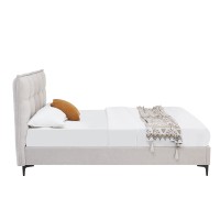 BUTTON ΚΡΕΒΑΤΙ (ΓΙΑ ΣΤΡΩΜΑ 160x200cm) BEIGE 183x217x112cm