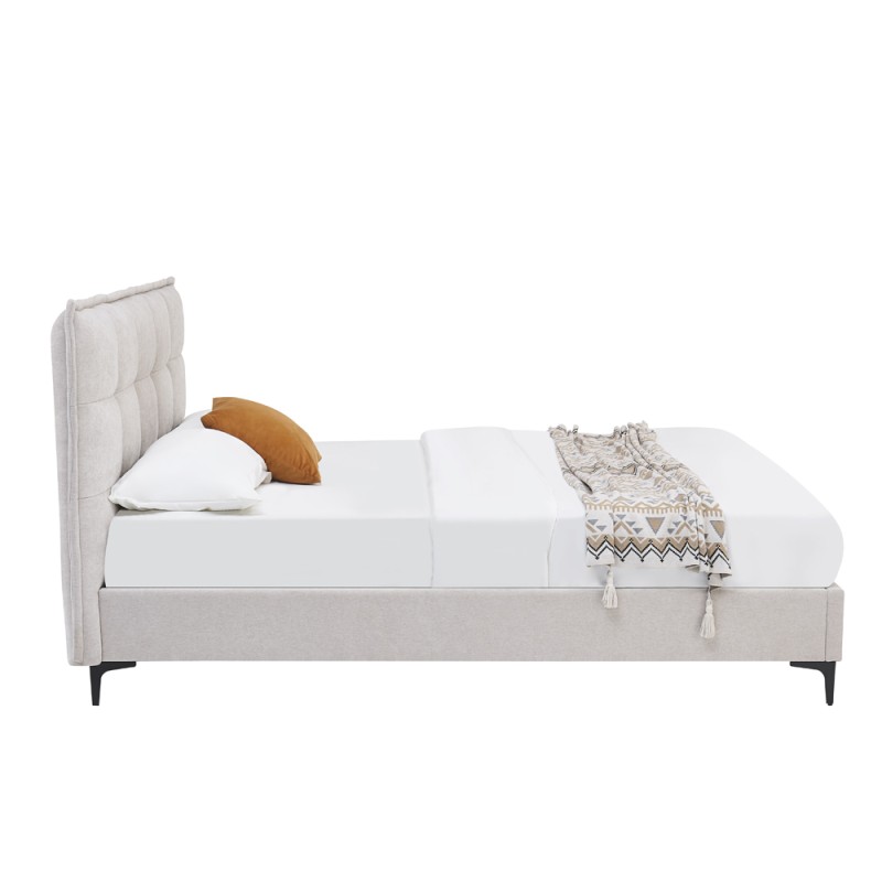 BUTTON ΚΡΕΒΑΤΙ (ΓΙΑ ΣΤΡΩΜΑ 160x200cm) BEIGE 183x217x112cm