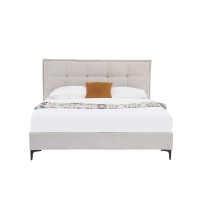 BUTTON ΚΡΕΒΑΤΙ (ΓΙΑ ΣΤΡΩΜΑ 160x200cm) BEIGE 183x217x112cm