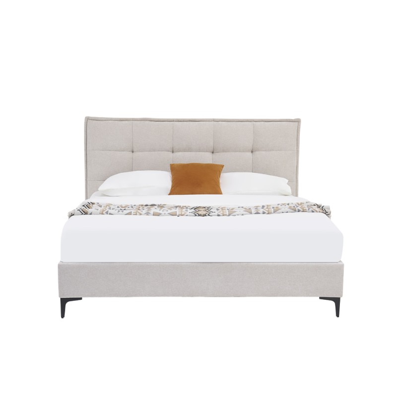 BUTTON ΚΡΕΒΑΤΙ (ΓΙΑ ΣΤΡΩΜΑ 160x200cm) BEIGE 183x217x112cm
