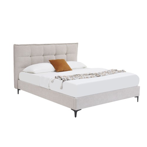 BUTTON ΚΡΕΒΑΤΙ (ΓΙΑ ΣΤΡΩΜΑ 160x200cm) BEIGE 183x217x112cm