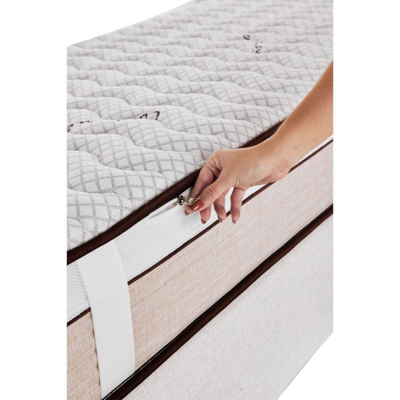 MADAME LUX H.27,5cm ΣΤΡΩΜΑ BEIGE ΛΕΥΚΟ 160x200