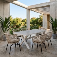 STABLE ΤΡΑΠΕΖΙ TERRAZZO ΛΕΥΚΟ 181x90.5x75cm