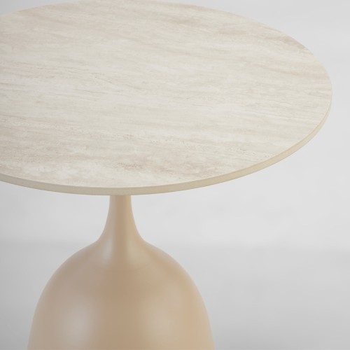 EARTH COFFEE TABLE BEIGE ΜΕ ΟΨΗ ΜΑΡΜΑΡΟΥ 50x50x54.5cm