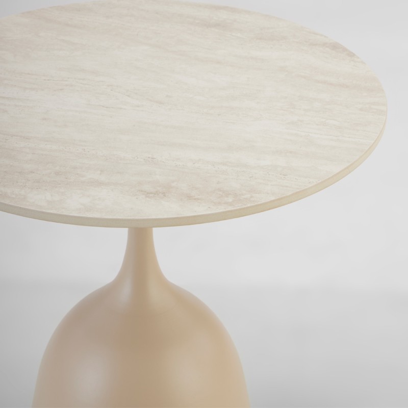 EARTH COFFEE TABLE BEIGE ΜΕ ΟΨΗ ΜΑΡΜΑΡΟΥ 50x50x54.5cm