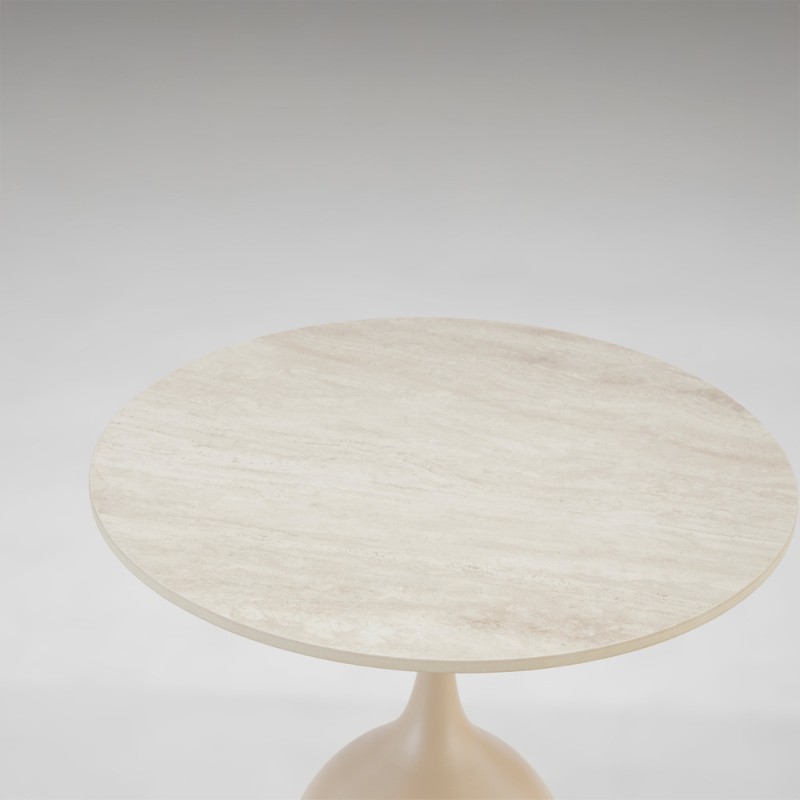 EARTH COFFEE TABLE BEIGE ΜΕ ΟΨΗ ΜΑΡΜΑΡΟΥ 50x50x54.5cm