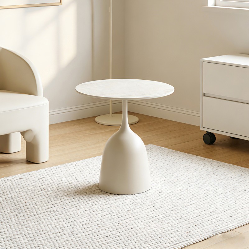 EARTH COFFEE TABLE BEIGE ΜΕ ΟΨΗ ΜΑΡΜΑΡΟΥ 50x50x54.5cm