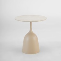 EARTH COFFEE TABLE BEIGE ΜΕ ΟΨΗ ΜΑΡΜΑΡΟΥ 50x50x54.5cm
