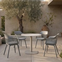 UNO ΤΡΑΠΕΖΙ BEIGE ΜΕ ΟΨΗ ΜΑΡΜΑΡΟΥ ΓΚΡΙ 80x80x74cm