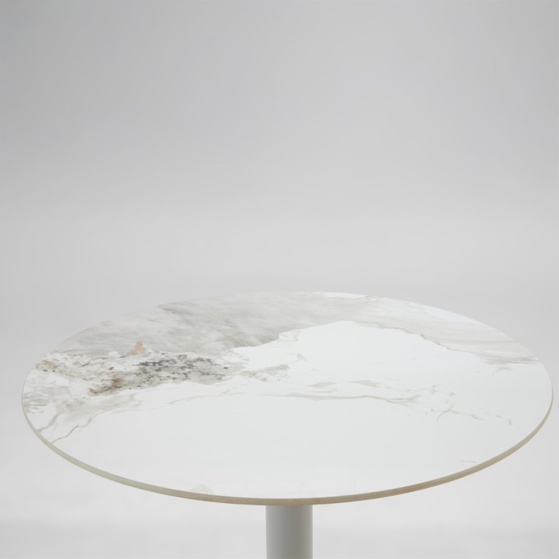 UNO ΤΡΑΠΕΖΙ BEIGE ΜΕ ΟΨΗ ΜΑΡΜΑΡΟΥ ΓΚΡΙ 80x80x74cm