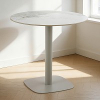 UNO ΤΡΑΠΕΖΙ BEIGE ΜΕ ΟΨΗ ΜΑΡΜΑΡΟΥ ΓΚΡΙ 80x80x74cm
