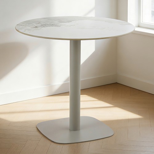 UNO ΤΡΑΠΕΖΙ BEIGE ΜΕ ΟΨΗ ΜΑΡΜΑΡΟΥ ΓΚΡΙ 80x80x74cm