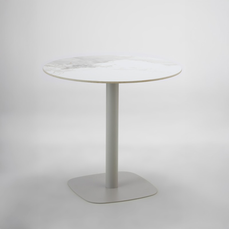 UNO ΤΡΑΠΕΖΙ BEIGE ΜΕ ΟΨΗ ΜΑΡΜΑΡΟΥ ΓΚΡΙ 80x80x74cm