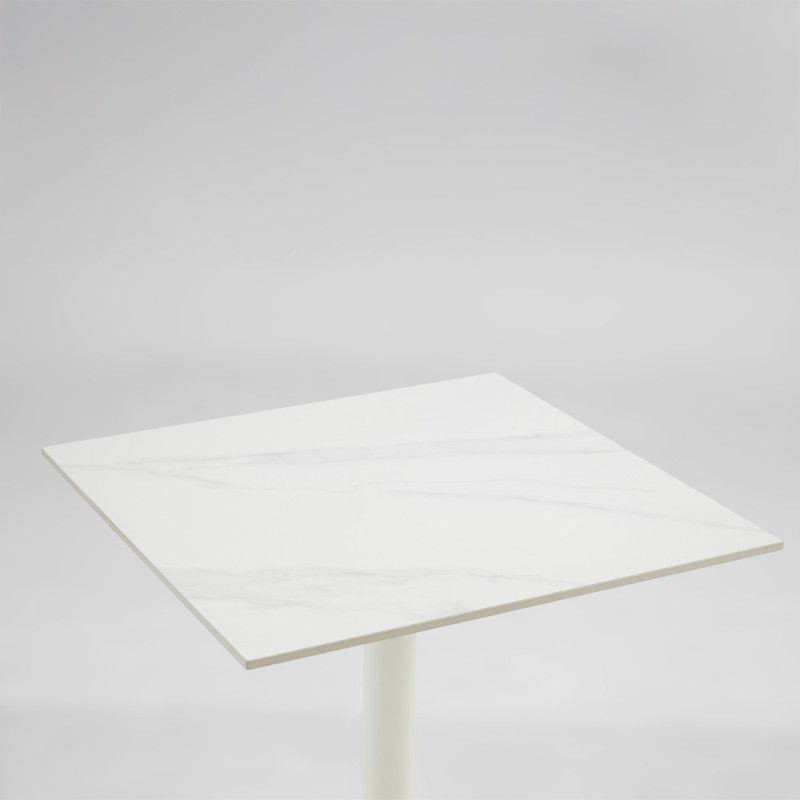 QUADRA ΤΡΑΠΕΖΙ ΛΕΥΚΟ ΜΕ ΟΨΗ ΜΑΡΜΑΡΟΥ 60x60x74cm