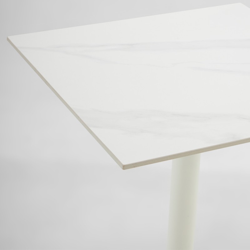 QUADRA ΤΡΑΠΕΖΙ ΛΕΥΚΟ ΜΕ ΟΨΗ ΜΑΡΜΑΡΟΥ 60x60x74cm