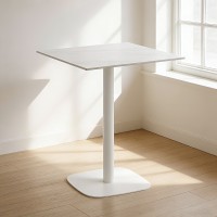 QUADRA ΤΡΑΠΕΖΙ ΛΕΥΚΟ ΜΕ ΟΨΗ ΜΑΡΜΑΡΟΥ 60x60x74cm