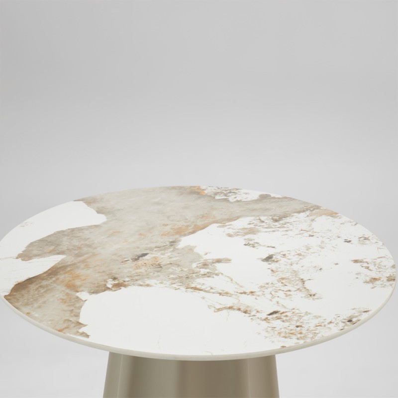 VELLUM ΤΡΑΠΕΖΙ BEIGE ΜΕ ΟΨΗ ΜΑΡΜΑΡΟΥ 80x80x76.5cm