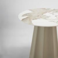 VELLUM ΤΡΑΠΕΖΙ BEIGE ΜΕ ΟΨΗ ΜΑΡΜΑΡΟΥ 80x80x76.5cm