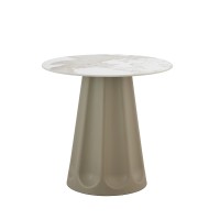 VELLUM ΤΡΑΠΕΖΙ BEIGE ΜΕ ΟΨΗ ΜΑΡΜΑΡΟΥ 80x80x76.5cm