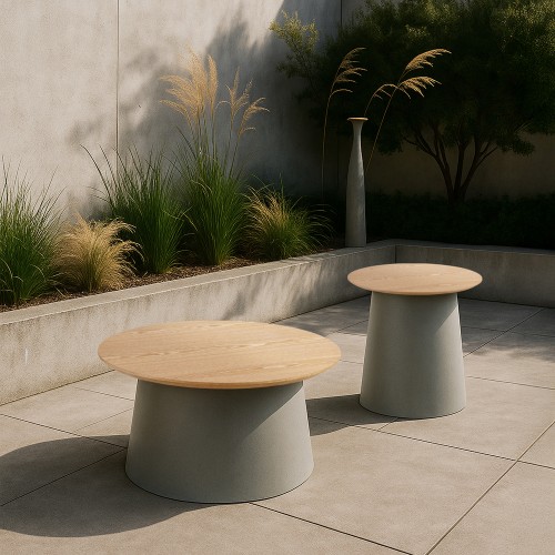ZENTRA COFFEE TABLE ΦΥΣΙΚΟ ΓΚΡΙ 70x70x39cm