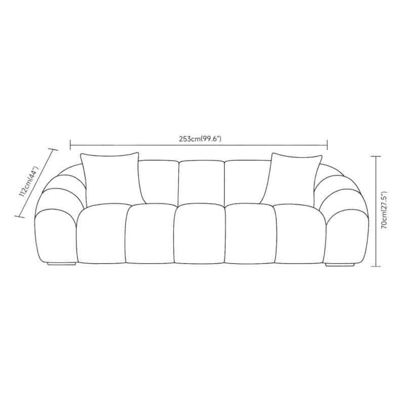 BOSSANOVA ΚΑΝΑΠΕΣ 3ΘΕΣΙΟΣ ΠΡΑΣΙΝΟ ΣΚΟΥΡΟ 255x115x71cm