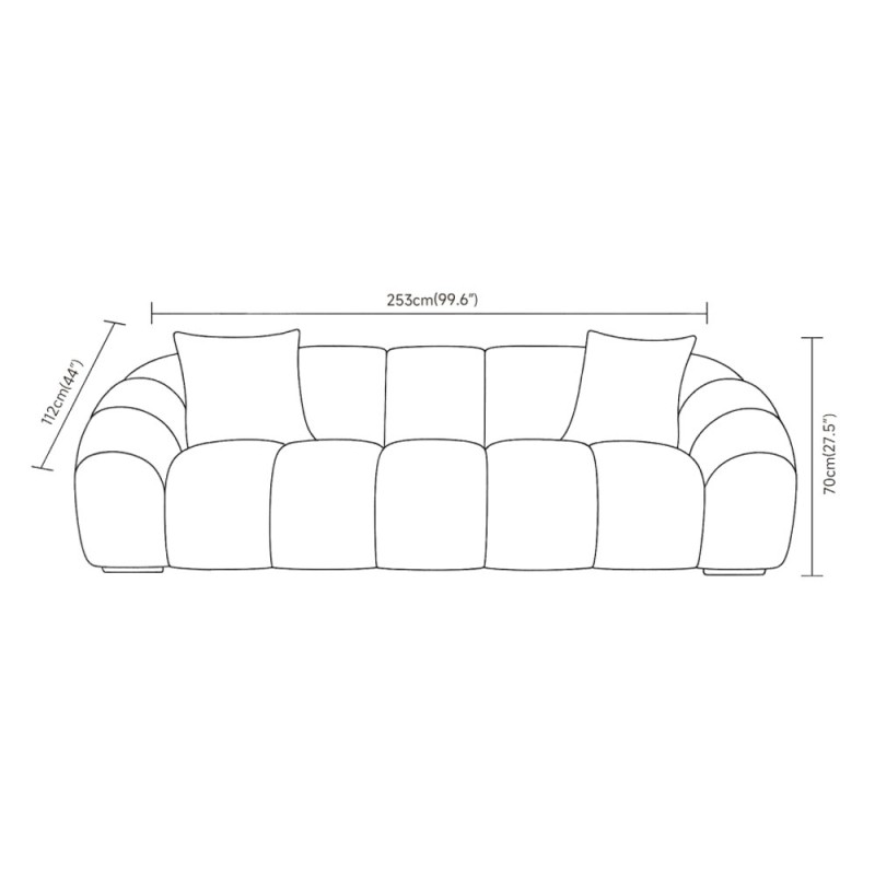 BOSSANOVA ΚΑΝΑΠΕΣ 3ΘΕΣΙΟΣ OFF WHITE 255x115x71cm