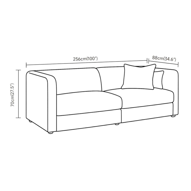 ALBA ΚΑΝΑΠΕΣ 3ΘΕΣΙΟΣ OFF WHITE 256x88x70cm