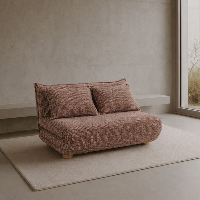 FUTON ΚΑΝΑΠΕΣ ΚΡΕΒΑΤΙ 2ΘΕΣΙΟΣ ΑΝΑΔΙΠΛΟΥΜΕΝΟΣ TERRACOTTA BEIGE ΜΕ PATTERN 141x87x76cm