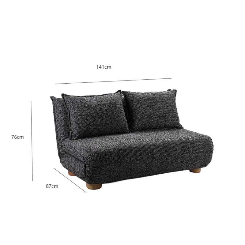 FUTON ΚΑΝΑΠΕΣ ΚΡΕΒΑΤΙ 2ΘΕΣΙΟΣ ΑΝΑΔΙΠΛΟΥΜΕΝΟΣ ΓΚΡΙ ΜΑΥΡΟ ΜΕ PATTERN 141x87x76cm