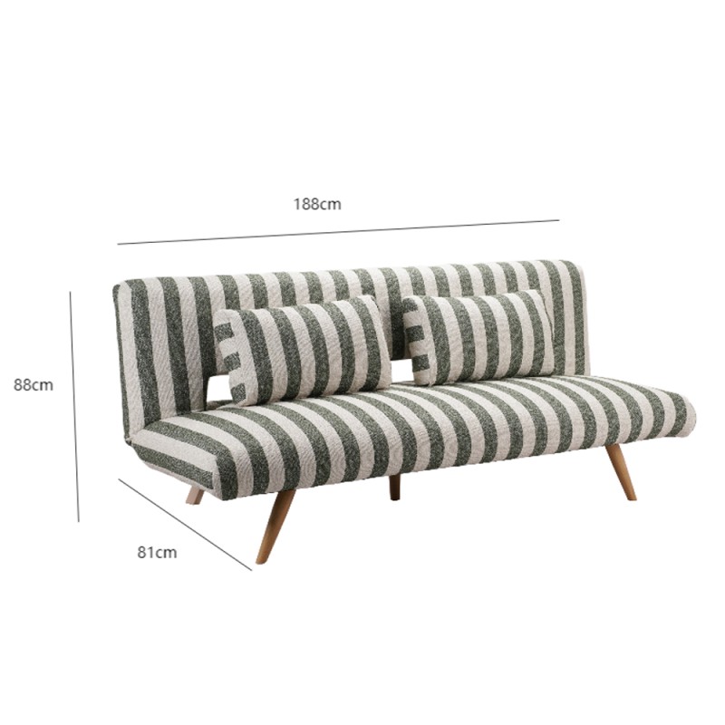 LA SPEZIA ΚΑΝΑΠΕΣ ΚΡΕΒΑΤΙ 3ΘΕΣΙΟΣ OFF WHITE ΛΑΔΙ 188x81x88cm