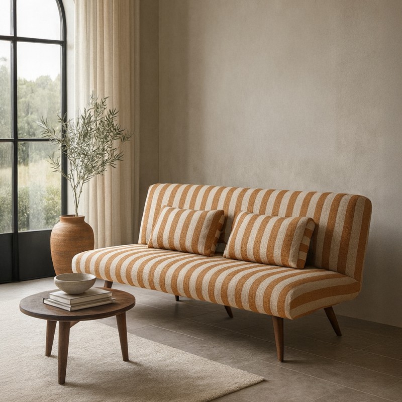 LA SPEZIA ΚΑΝΑΠΕΣ ΚΡΕΒΑΤΙ 3ΘΕΣΙΟΣ OFF WHITE TERRACOTTA 188x81x88cm