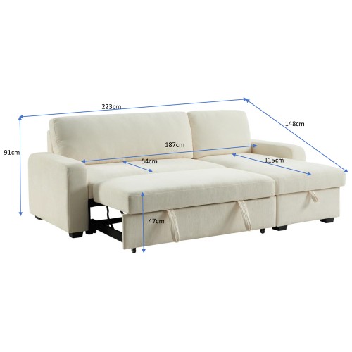 TRESOR ΚΑΝΑΠΕΣ ΚΡΕΒΑΤΙ ΓΩΝΙΑ ΑΝΑΣΤΡΕΨΙΜΗ ΚΑΦΕ 223x145x91cm