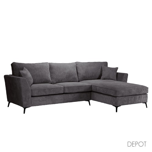 BOEL ΚΑΝΑΠΕΣ ΓΩΝΙΑ ΔΕΞΙΑ ΓΚΡΙ LINCOLN D 90 280x170x92cm
