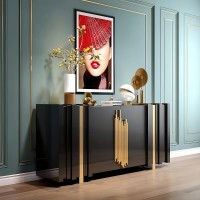 Μπουφές Stilig από MDF σε μαύρη απόχρωση με χρυσές λεπτομέρειες 160x40x90cm